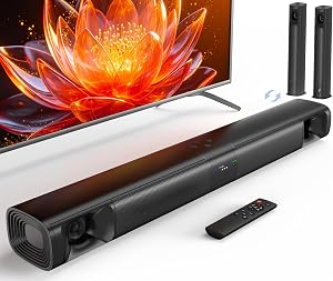 WebsLand Sound Bar for Smart TV, 80W Surround Sound System, 2-in-1 Detachable Design, 2.0 