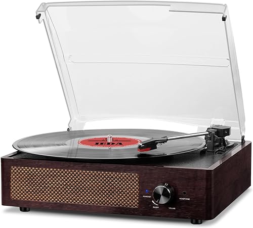 Vinyl Record Player Turntable with Built-in Bluetooth Receiver & 2 Ste — Design and materials in detail